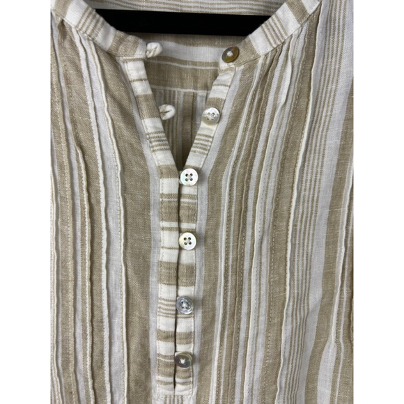 Faherty Isha Top XL 100% Linen Natural Bombay Stripe Sleeveless Blouse Resort - Picture 3 of 6